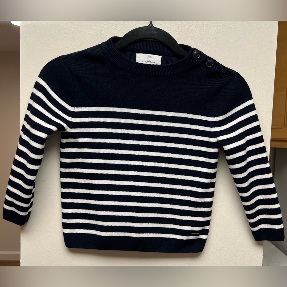 Zara Kids Striped Navy and White Sweater
